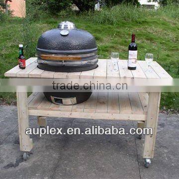 Portable large kamado bbq grill with wooden table in all sizes