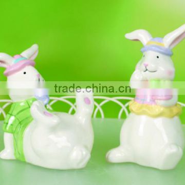 ceramic handpaint Dol Easter Party Sitting Bunny Fig 2 Asst