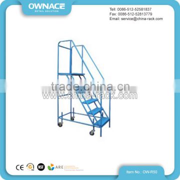 Steel Warehouse&Supermarket Climbing Ladder Truck with Wheels