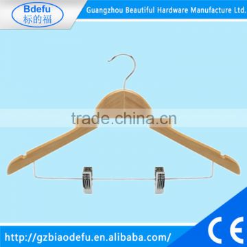 wooden hanger with two metal clip