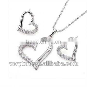 Fashion Heart Necklace and Earring Jewelry Set FCA-15018