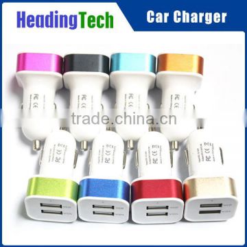 aluminium alloy 12V 2A/1A car charger with LED light
