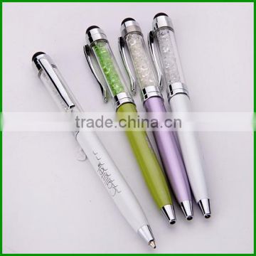 Mini Crystal pen with stylus touch function crystal stylus pens 2 in 1 diamond ballpoint pens OEM available