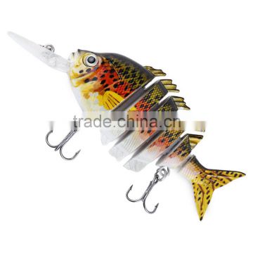 6 colors available 10CM 6 Part Long Lip Weever Shape Crankbait Hook Lure Fish Lure Baits Simulation Fishing Tackle wiht 2 Hooks