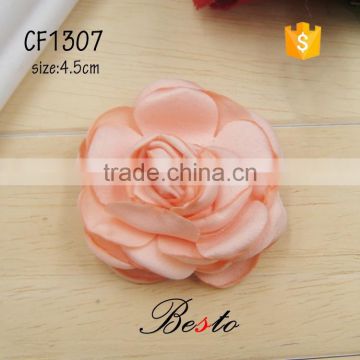 The pure color hademade satin flower appliques for lady dress