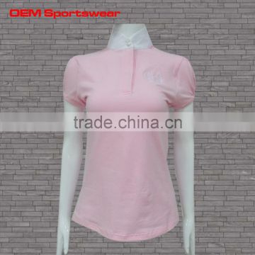 Pink polyester custom horse riding polo t shirts