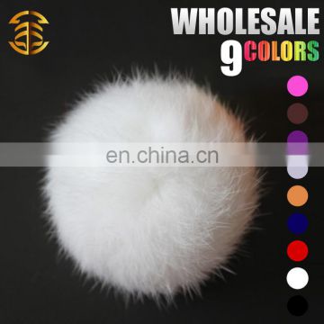 2015 Handmade Fur Accessories On Wool Hat Fashion Wholesale Cute Real 8cm white Rabbit Fur Ball fur pompons