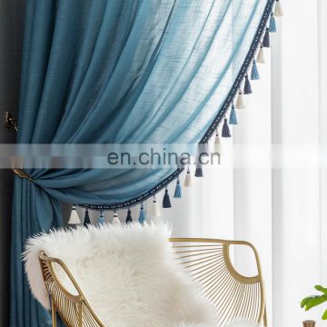 New arrival woven polyester with tassel sheer fabric curtain