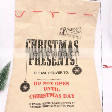 2020 New Christmas Linen Gift Bag Santa Claus Drawstring Canvas Santa Sack Christmas Stockings & Gift Holders Accessories