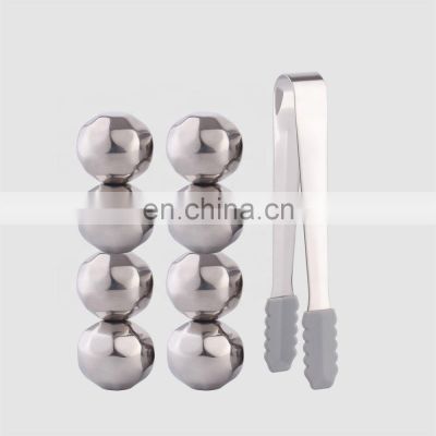 Factory Direct custom mini artificial metal ice tongs cocktail bar tool reusable stainless steel wine ice cube gift set