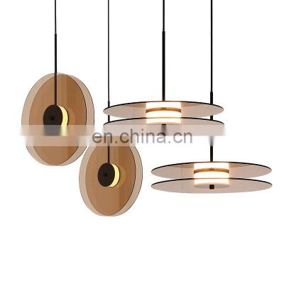 Restaurant Decorative European LED Pendant Light Single Head Chandelier Nordic Modern Amber Glass Pendant Light