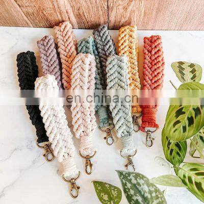 Hot Sale Macrame Wristlet Keychain Purse Accessory Colors Handmade Woven Bag Charm Boho Rustic