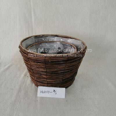 Decoration Flower Basket Willow Fruit Basket With Plastic Liners