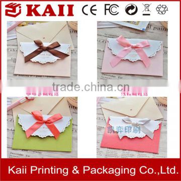 accept custom order variety colors handmade decorative greeting card printing with ribbon                        
                                                                                Supplier's Choice