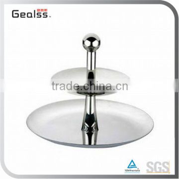 Two Layer Round Food Tray Stainless Steel Dessert Serving Tray