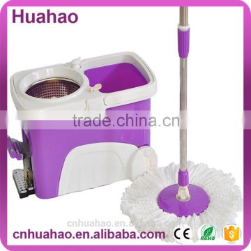 Hand Press Spin Go Mop with Steel Basket Bucket with Wheel