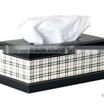 Grid Leather Tissue Paper Box for Home & Hotel Supplies