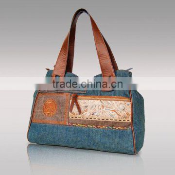 1253-2014 New arrival tote bag, fashion original design embroidery denim handbags, manufacture bags