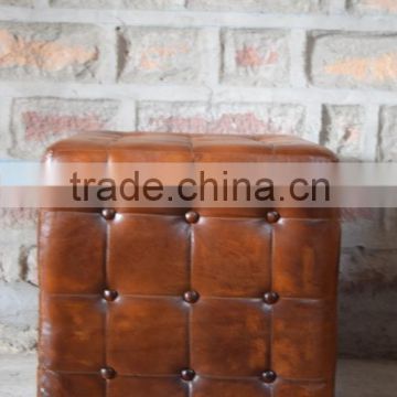 Industrial Leather Puff Stool ,Industrial style Furniture wholesale