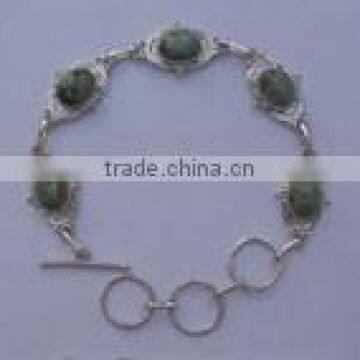 Turquise 8x10 oval silver bracelet