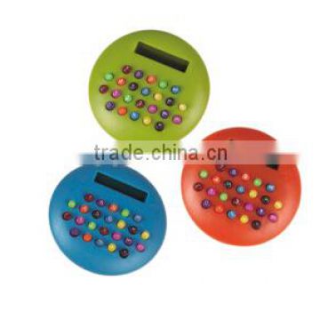 Round Shaped Color Keys 8 digits Small Promotional Gift Plastic Pocket Calculator