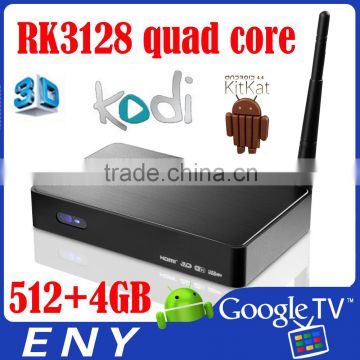 RK3128 quad core 802.11b/g/n wifi DDR3 512 Flash 4GB ir remote control smart tv box ott tv box kodi