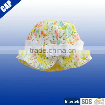 Baby small flower printed lace brim bucket hat
