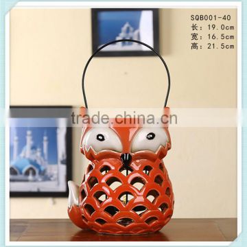 ceramic fox candle hoder with fox shape garden lantern