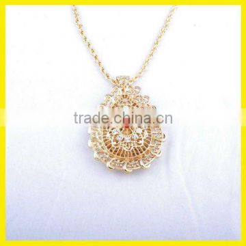 18k gold plated lotus flower pendant sweater necklace muslim jewelry