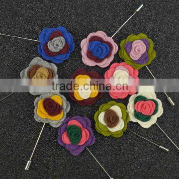 fabric three rose flower design lapel pin for men yellow LAP032