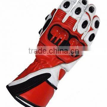 Red Motorbike Racing Gloves/Motorbike Cowhide Leather Racing Gloves