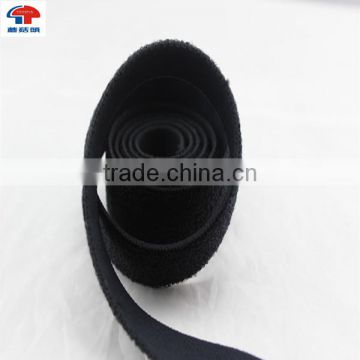 100% nylon hook and loop Black soft fabric loop