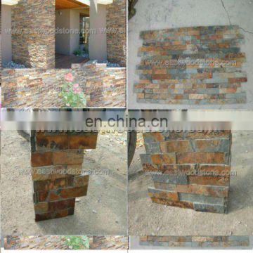 decorative rock wall panels in rusty color