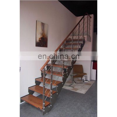 Modern Stair Floating Straight Stairs Interior Staircase with Wood Tread and Glass Railing