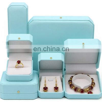 Wholesale Custom Logo Light Blue Pu Leather Jewelry Packaging Bangle Box