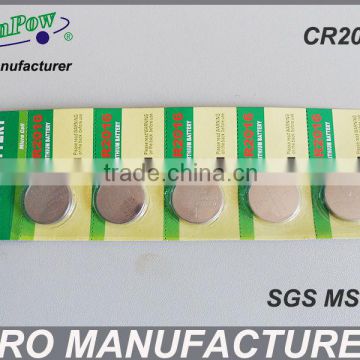 3v Cr2016 lithium button cell battery with SGS from Pro manufacturer