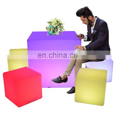 rechargeable Led Cube chair seat with light/led cube table