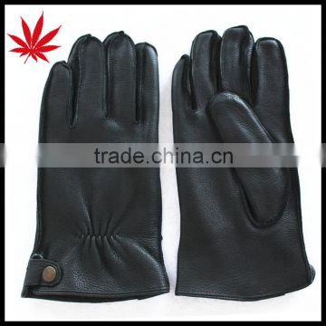 Men's luxuries black deerskin leather gloves with outseam effect