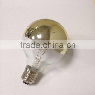 dimmer G95/G80/G125 LED filament bulb globe light lamp half golden mirror/chrome reflector warm white E26 120V
