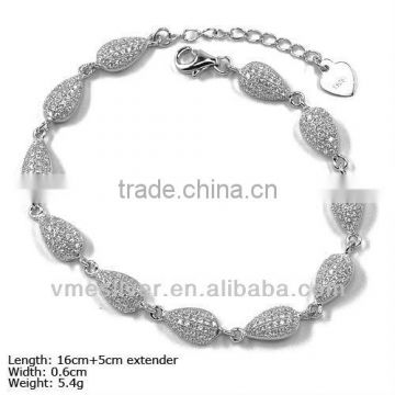 [BZH-0939] 925 Silver Bracelet, Silver Bracelet with CZ Stones, Micro Pave Bracelet, Bracelet Silver, Silver Jewelry