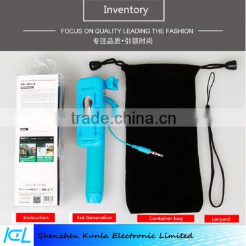 Newly Selfie Extendable Handheld Foldable Wired Monopod Mini Selfie Stick With Cable