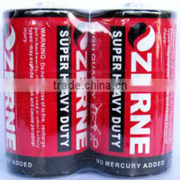 D size R20P carbon zinc dry battery with PVC jacket
