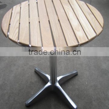 round wooden dining table with aluminum base YT20