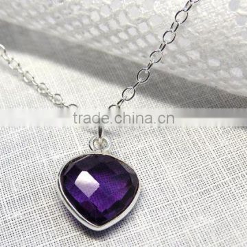 falak gems silver amethyst drop necklace faceted amethyst gemstone necklace