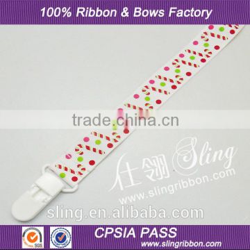 High Quality Printed Ribbon Baby Pacifier Clip