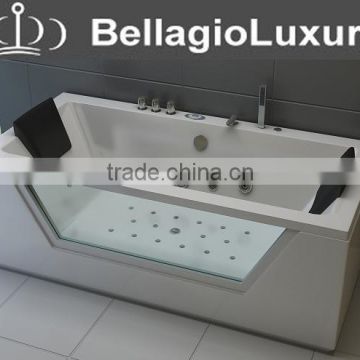2015 NEW whirlpool bathtub, Acrylic Rectangular bathtub, 3-wall alcove bathtub, with a big glass window