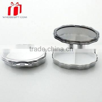 Oval Shape 2 Compartments Pill Box With Mirro For Trip