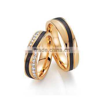 Personalized couple ring 18k gold plated cz diamond titanium couple ring couple rings lovers