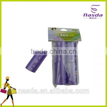 purple color dog bag,4 rolls per pack,thickness:10microns in opp bag