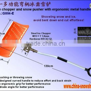 Steel Ice chopper and plastic snow shovel removel pusher